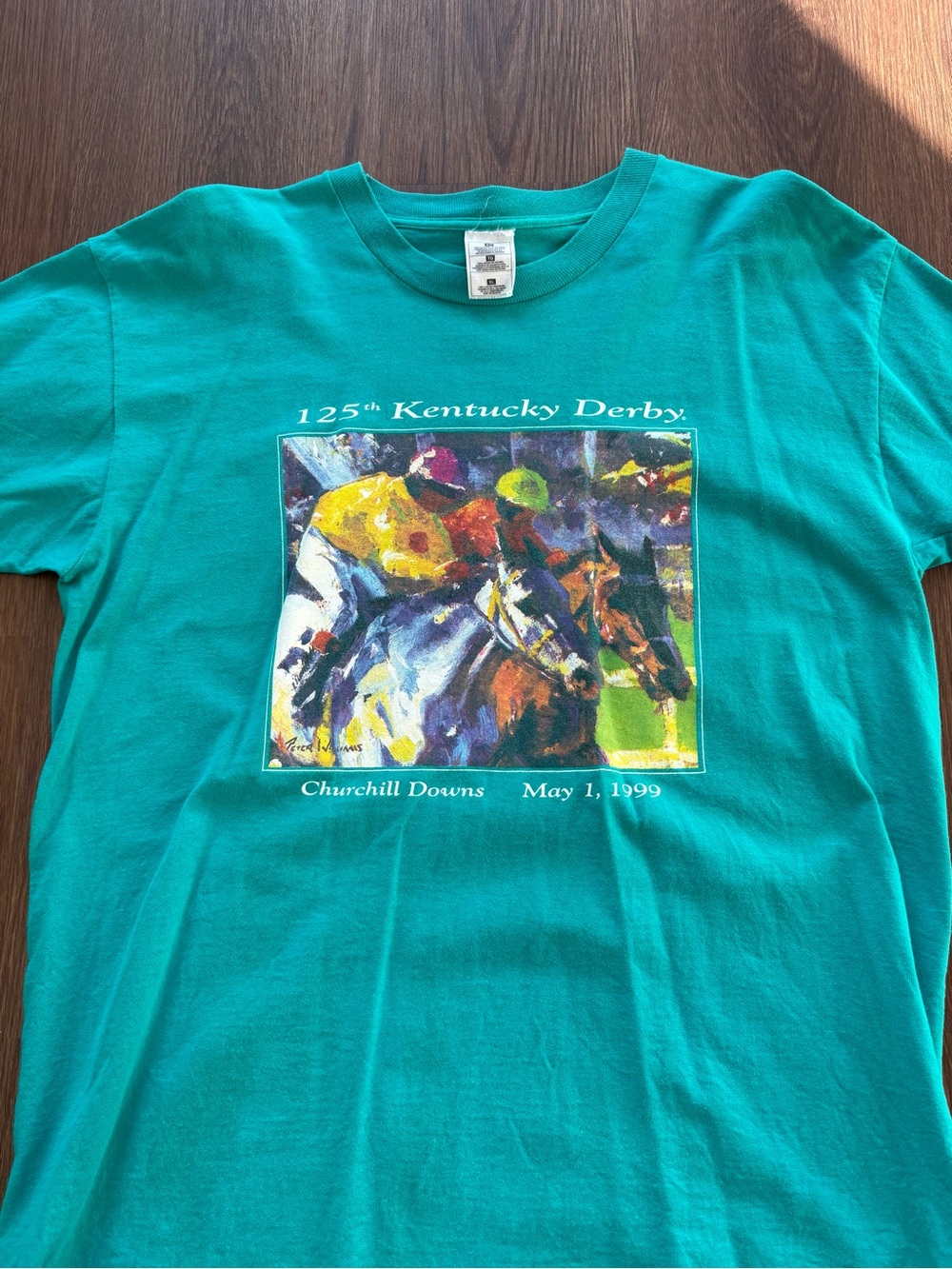Vintage 90s Kentucky Derby Churchill Downs 1999 Turquoise Graphic Tee Size XL